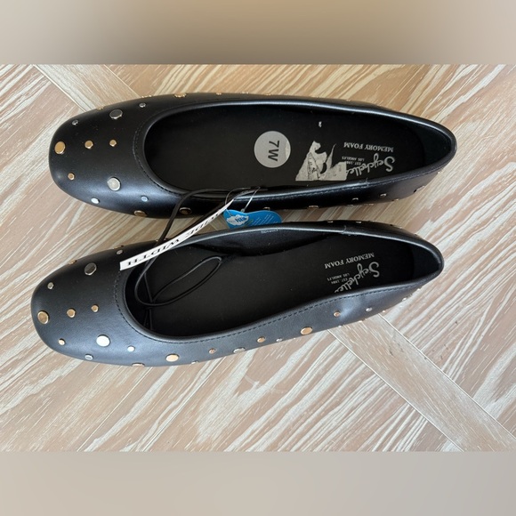 Seychelles|Anthropologie Black studded embellished round toe flats,boho NWT•••7W - Picture 6 of 12